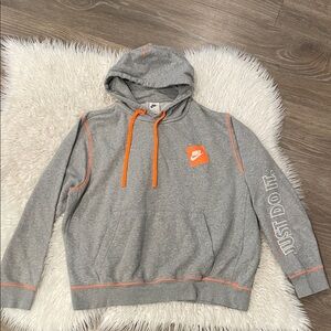 Nike Heather Gray Hoodie with Orange Details